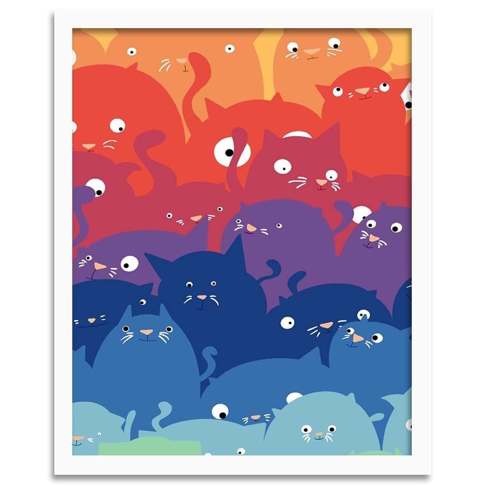 Glezna baltā rāmī - Colored Cats Home Trends DECO