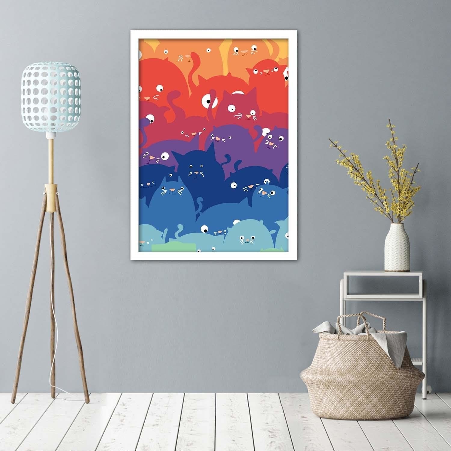 Glezna baltā rāmī - Colored Cats  Home Trends DECO