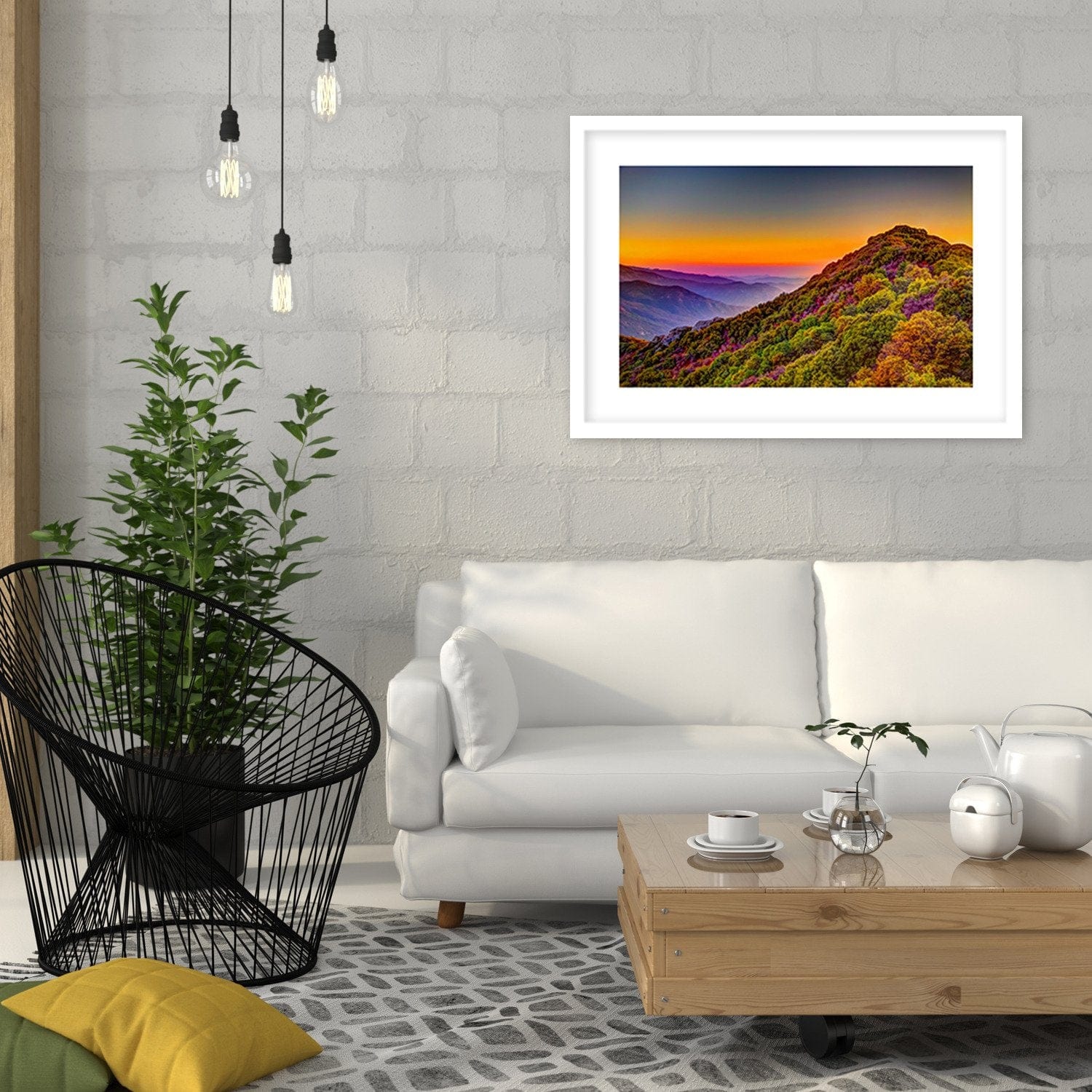 Glezna baltā rāmī - Colored Hills Home Trends DECO