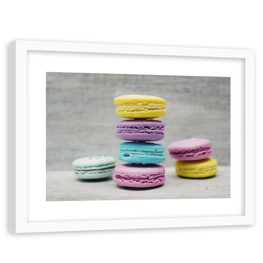 Glezna baltā rāmī - Colored Macaroon Home Trends DECO
