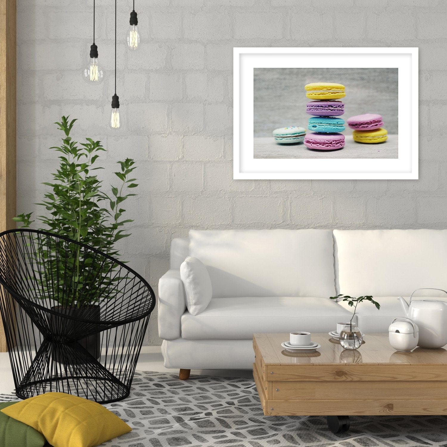 Glezna baltā rāmī - Colored Macaroon Home Trends DECO