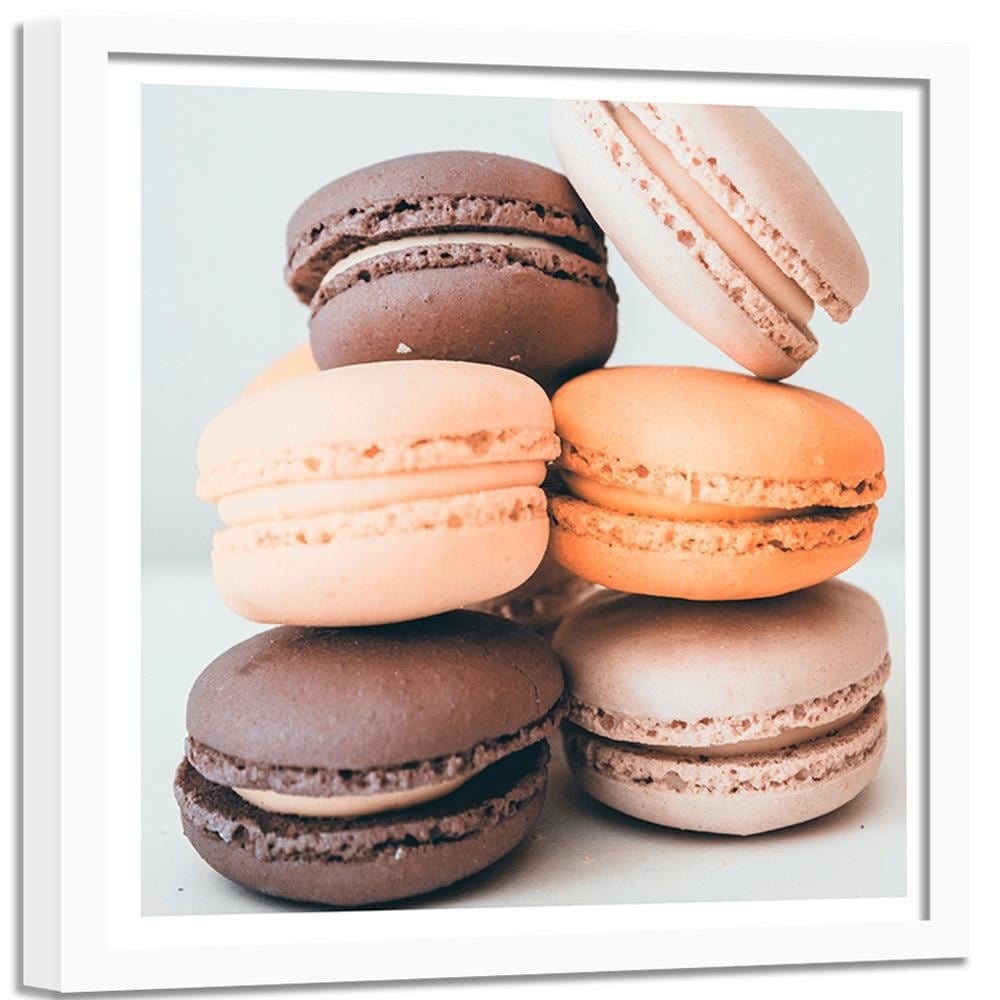 Glezna baltā rāmī - Colored Macaroons 3 Home Trends DECO