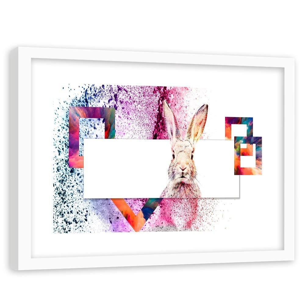 Glezna baltā rāmī - Colored Rabbit  Home Trends DECO