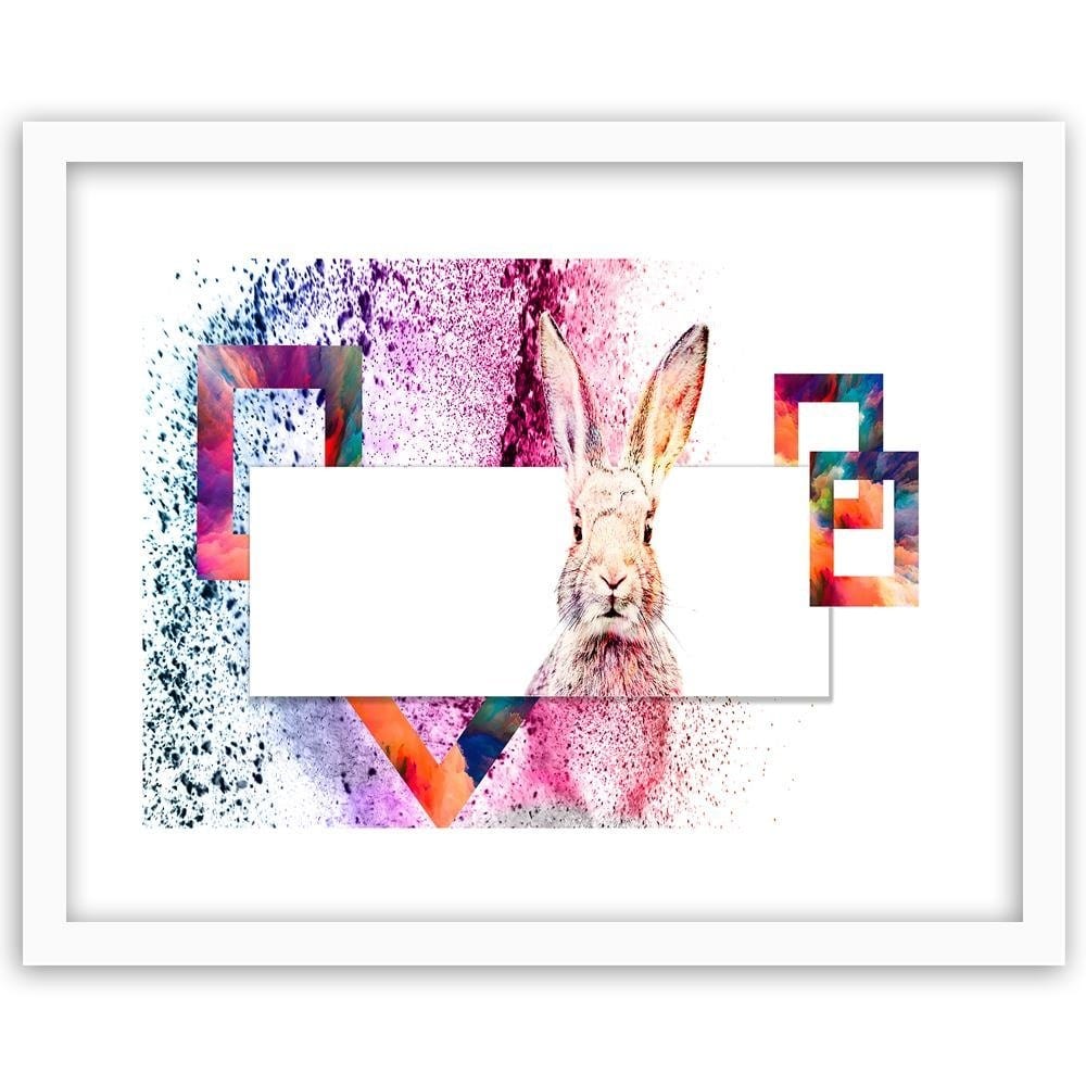 Glezna baltā rāmī - Colored Rabbit  Home Trends DECO