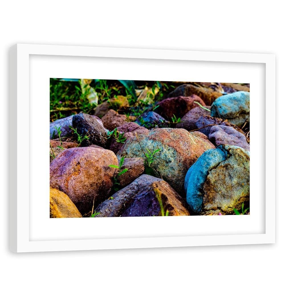 Glezna baltā rāmī - Colored Stones  Home Trends DECO
