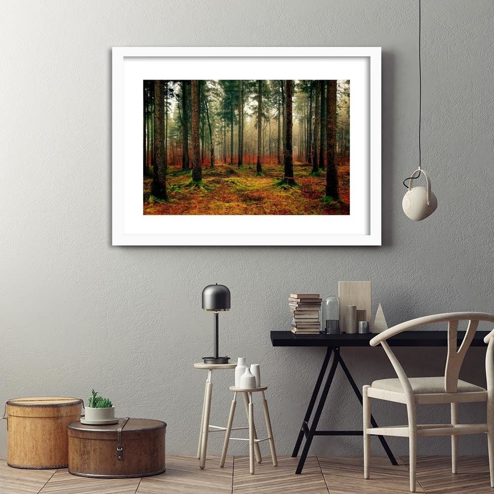 Glezna baltā rāmī - Colorful Forest Home Trends DECO