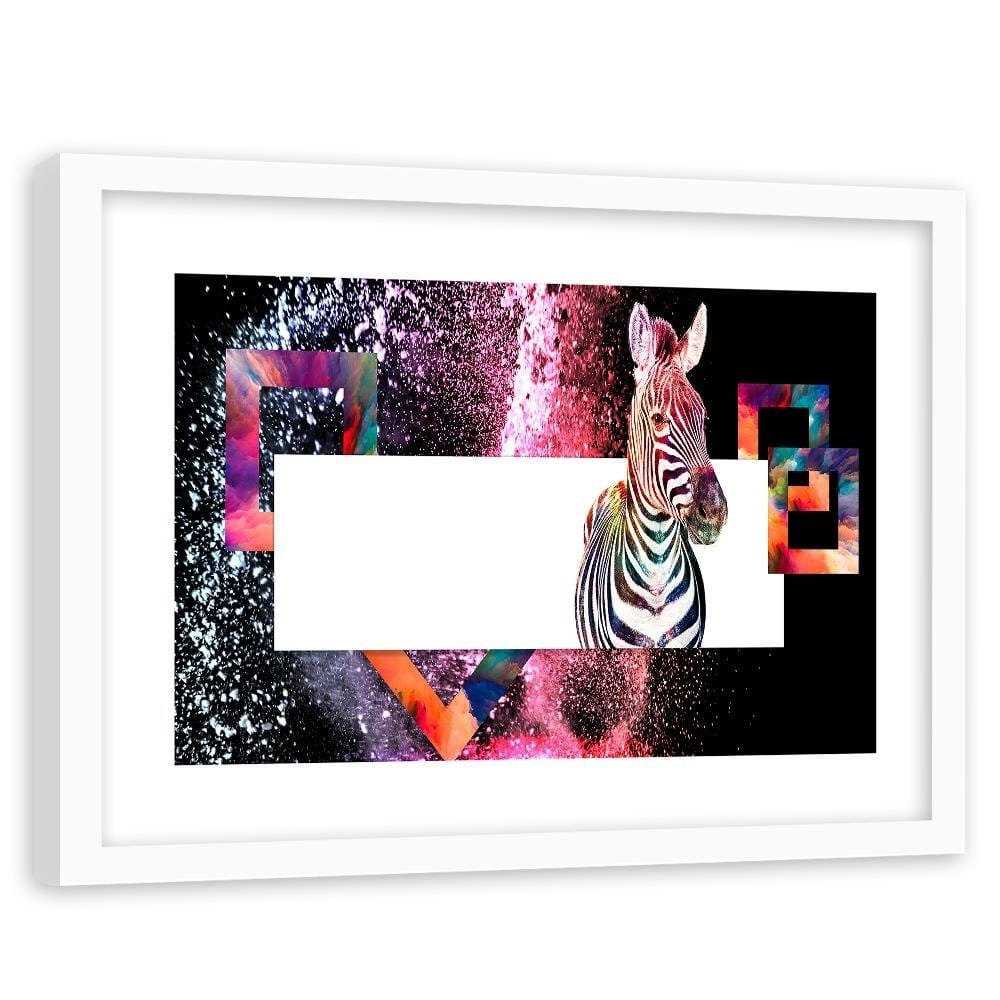 Glezna baltā rāmī - Colorful Zebra 2  Home Trends DECO