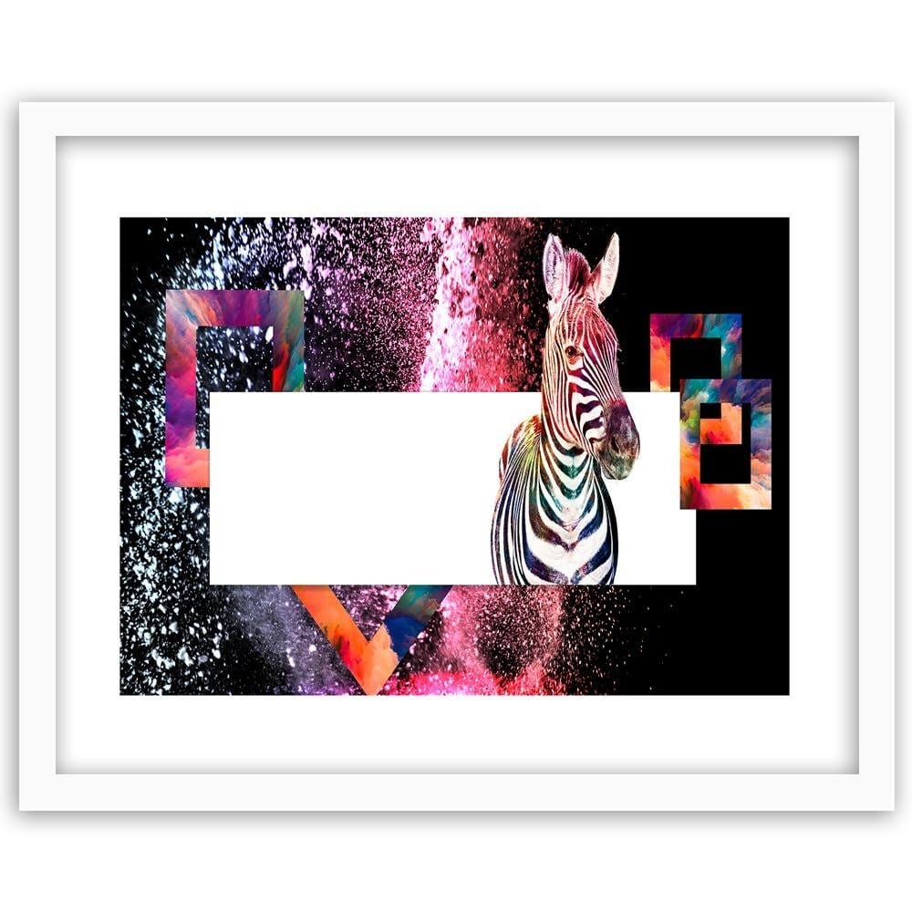 Glezna baltā rāmī - Colorful Zebra 2  Home Trends DECO