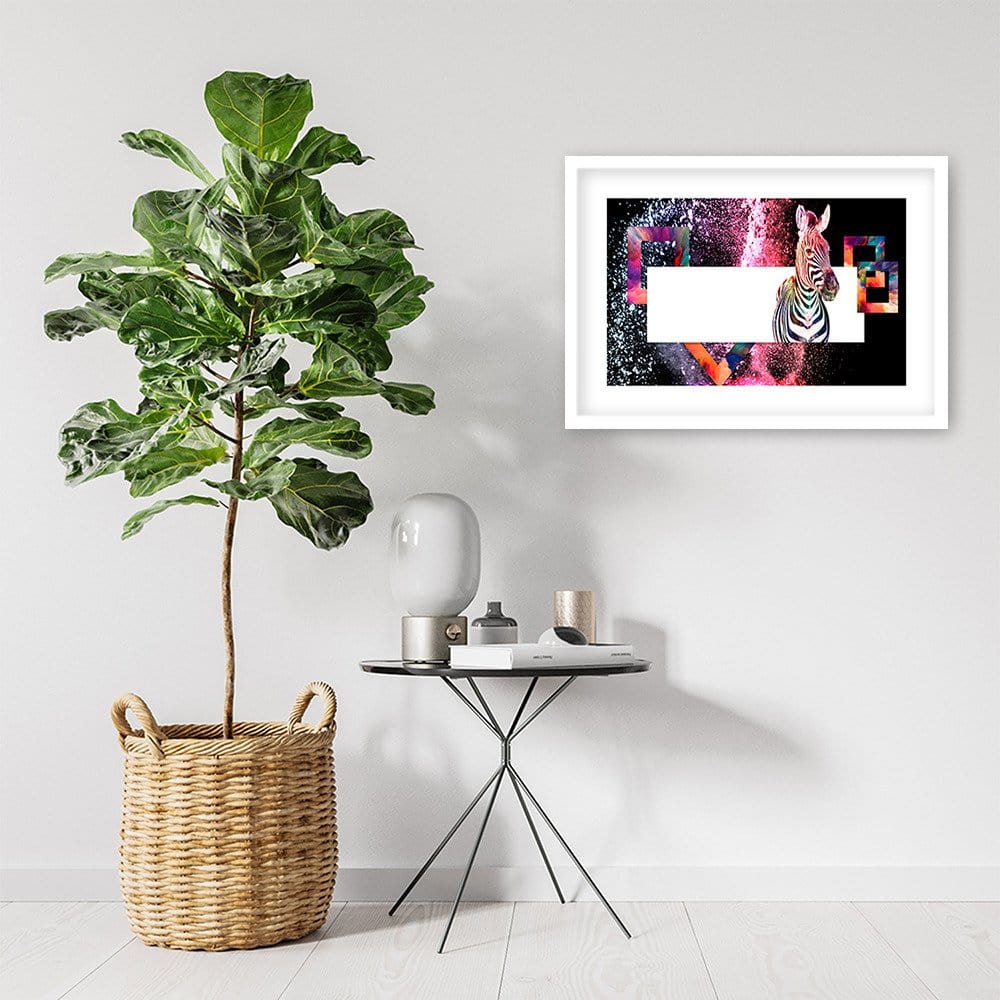 Glezna baltā rāmī - Colorful Zebra 2 Home Trends DECO