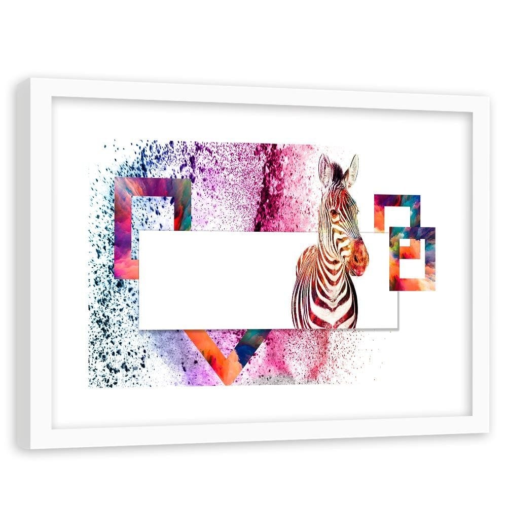 Glezna baltā rāmī - Colorful Zebra  Home Trends DECO