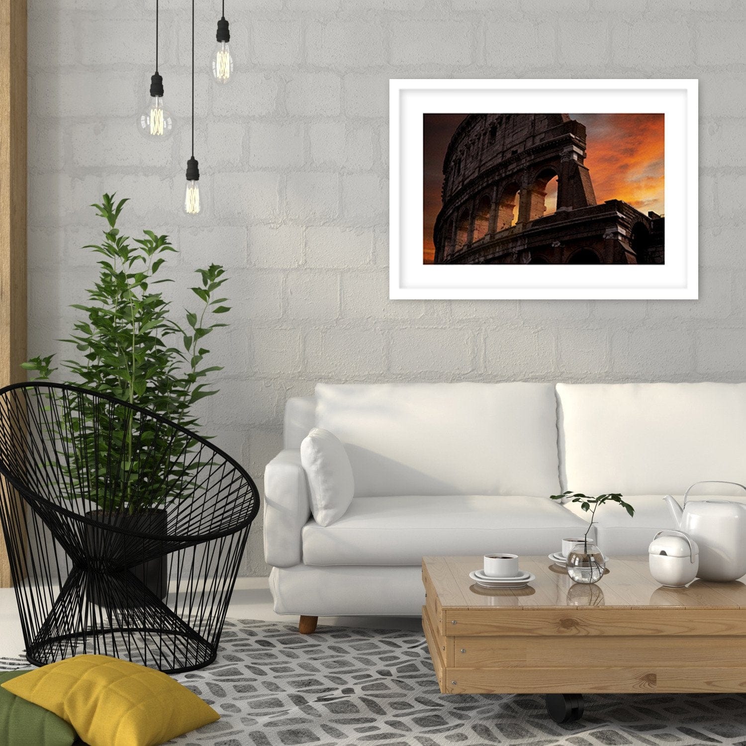 Glezna baltā rāmī - Colosseum At Dusk Home Trends DECO
