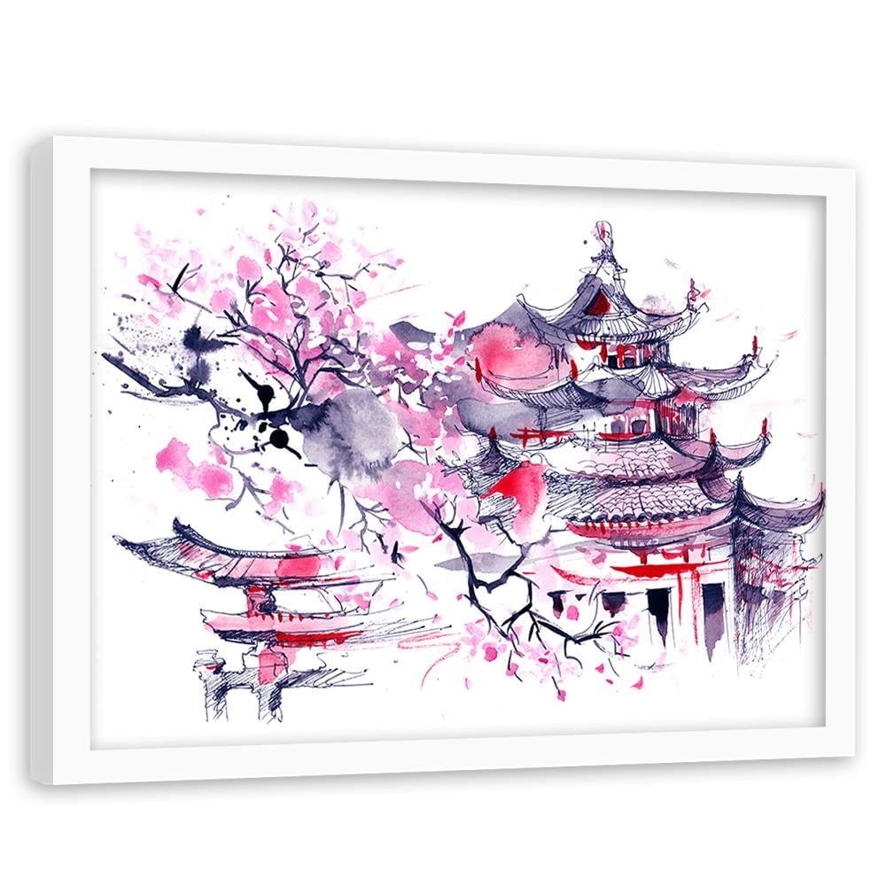 Glezna baltā rāmī - Colourful Japan Art Home Trends DECO