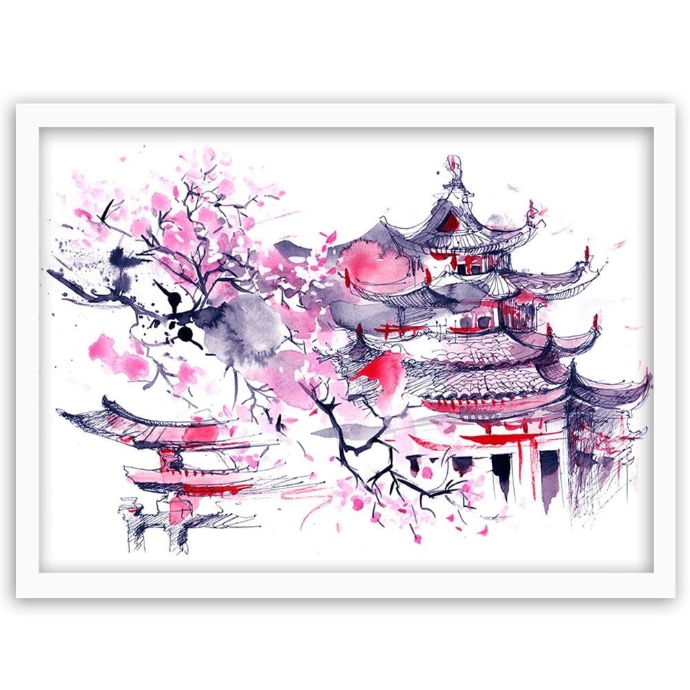 Glezna baltā rāmī - Colourful Japan Art Home Trends DECO