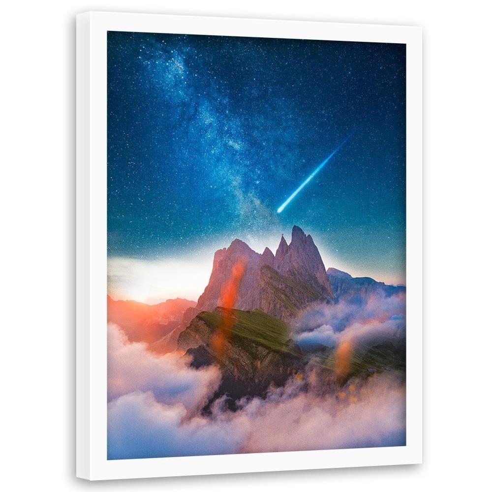 Glezna baltā rāmī - Comet Over The Mountains Home Trends DECO