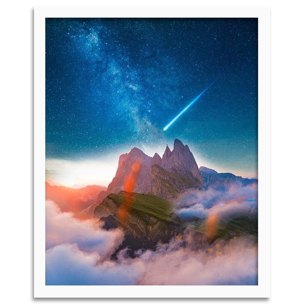 Glezna baltā rāmī - Comet Over The Mountains Home Trends DECO