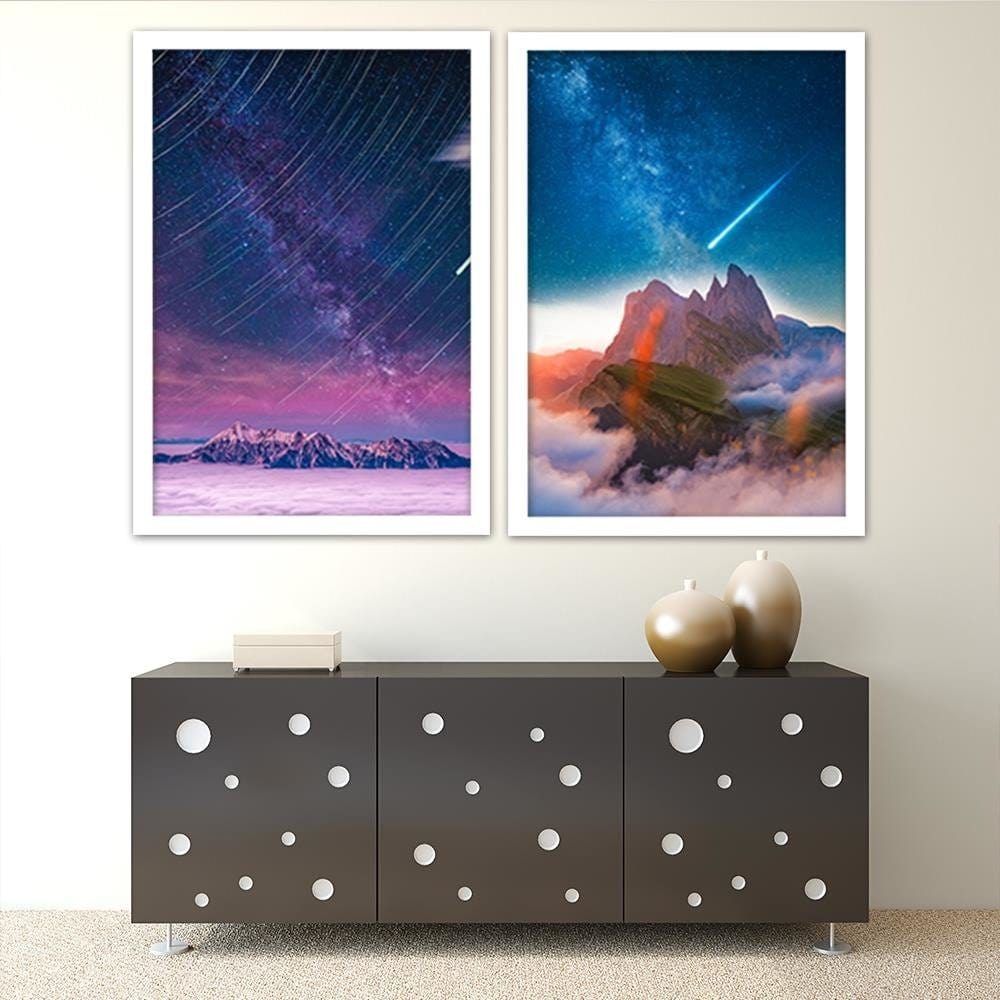 Glezna baltā rāmī - Comet Over The Mountains Home Trends DECO
