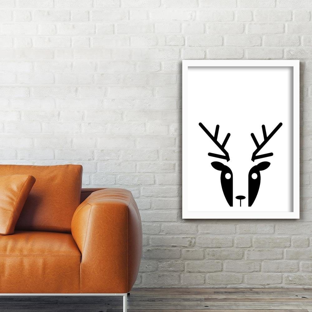 Glezna baltā rāmī - Contrast Deer  Home Trends DECO