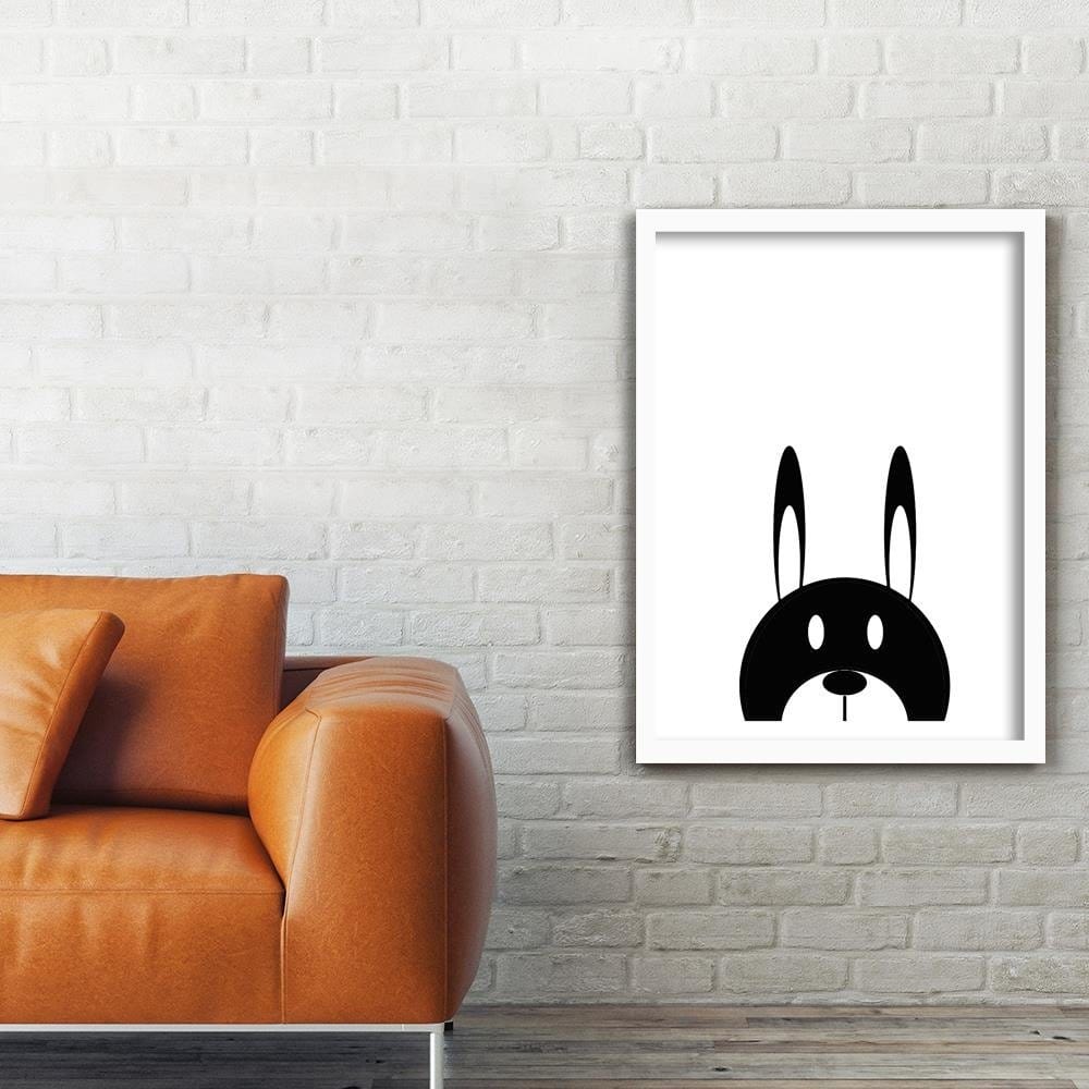 Glezna baltā rāmī - Contrast Hare  Home Trends DECO