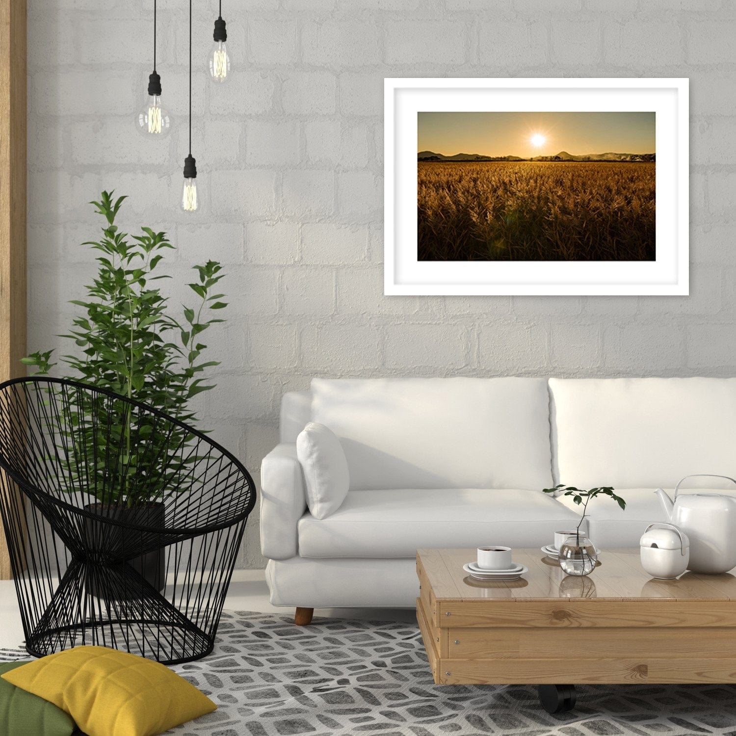 Glezna baltā rāmī - Corn Field Home Trends DECO