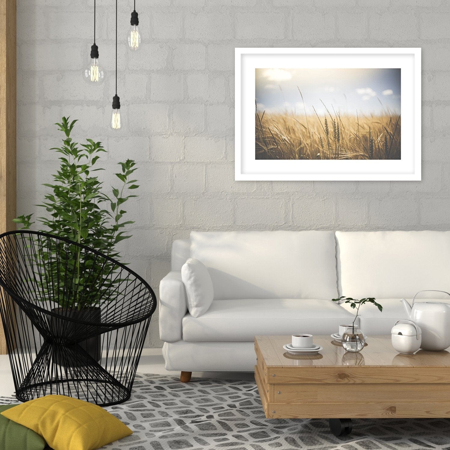 Glezna baltā rāmī - Corn In The Sun 3 Home Trends DECO