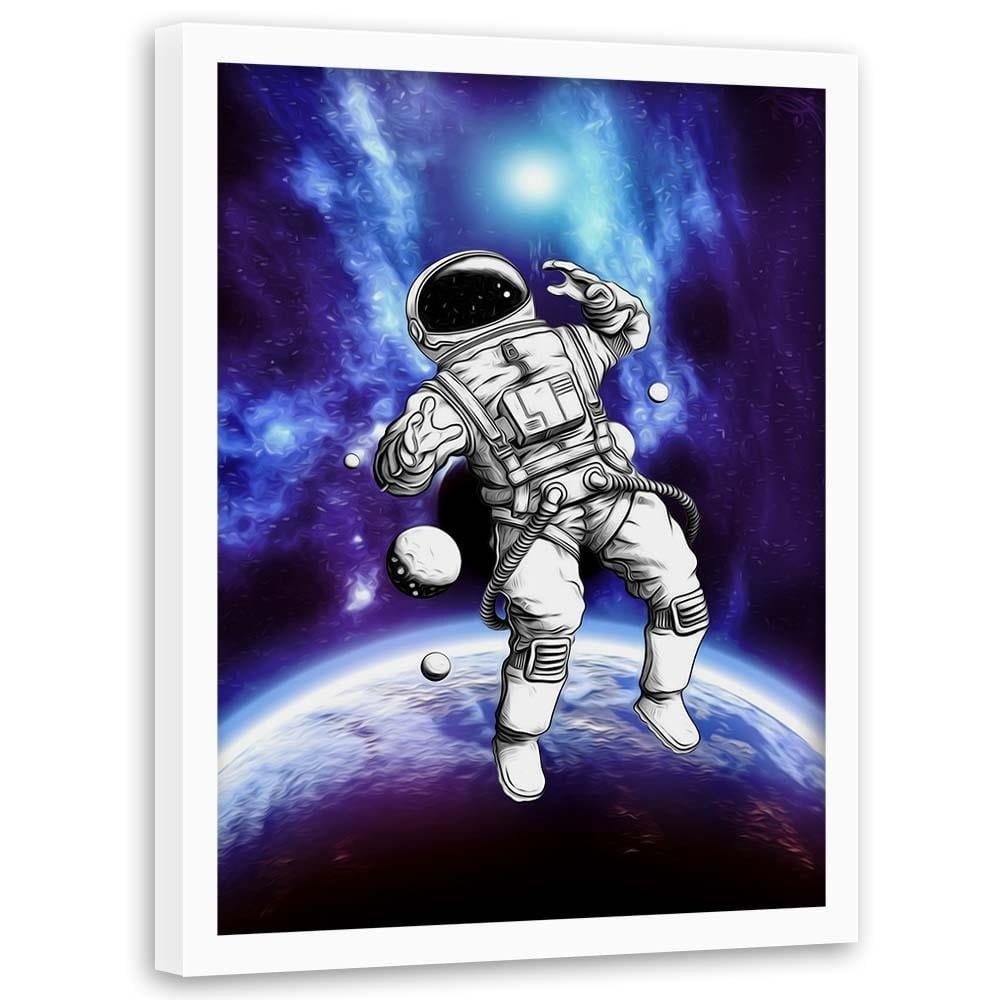 Glezna baltā rāmī - Cosmonaut In The Space Home Trends DECO