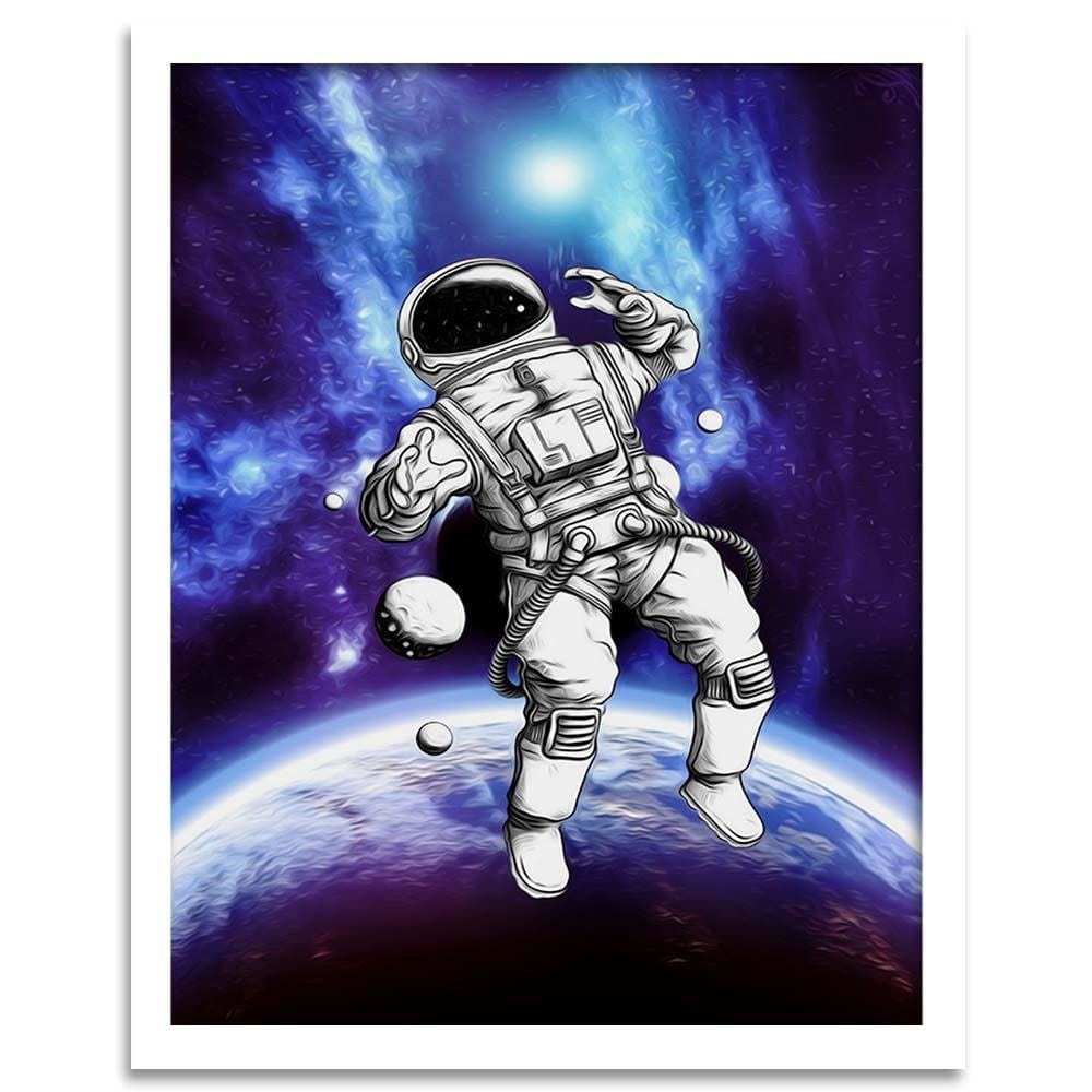 Glezna baltā rāmī - Cosmonaut In The Space Home Trends DECO
