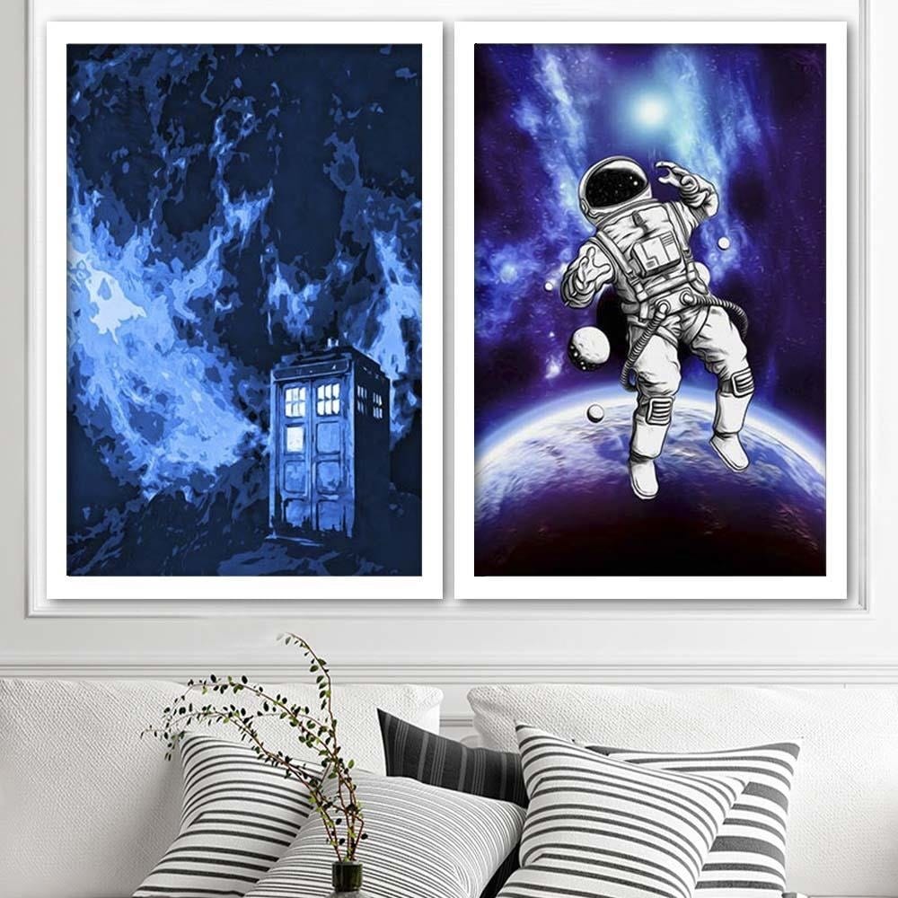 Glezna baltā rāmī - Cosmonaut In The Space Home Trends DECO