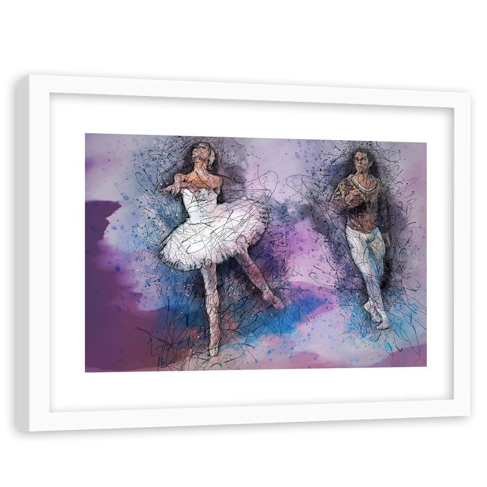 Glezna baltā rāmī - Couple Dancing Ballet Home Trends DECO