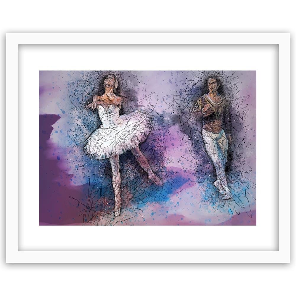 Glezna baltā rāmī - Couple Dancing Ballet Home Trends DECO