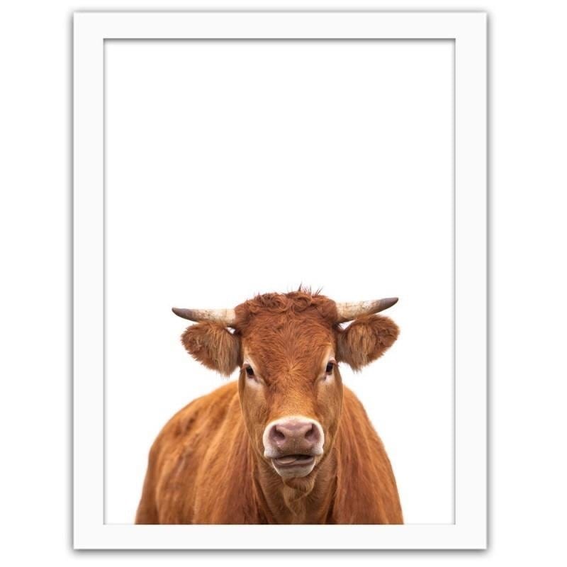 Glezna baltā rāmī - Cow portrait Home Trends DECO