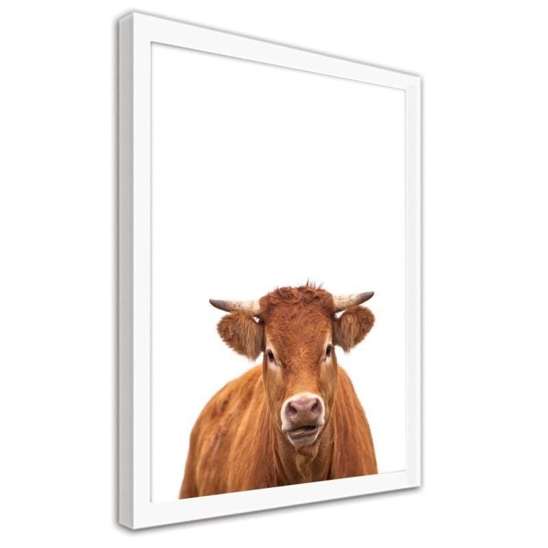 Glezna baltā rāmī - Cow portrait Home Trends DECO