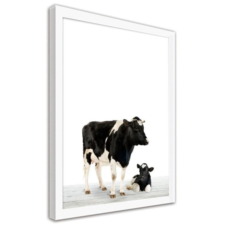 Glezna baltā rāmī - Cow with a calf Home Trends DECO