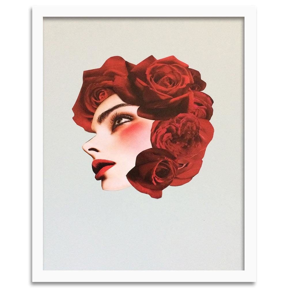 Glezna baltā rāmī - Creative Flowers Head Image Red Home Trends DECO