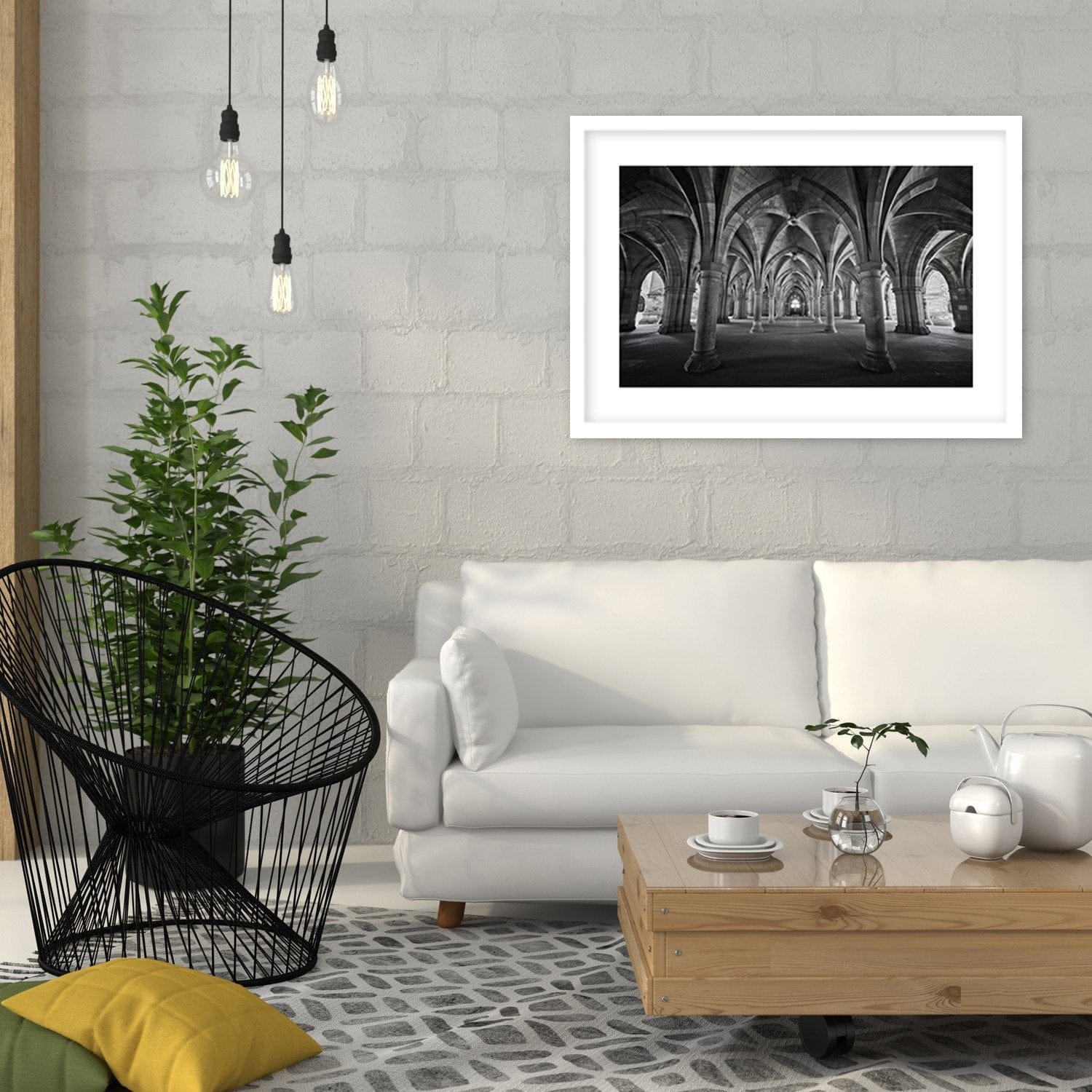 Glezna baltā rāmī - Cross Vault Home Trends DECO