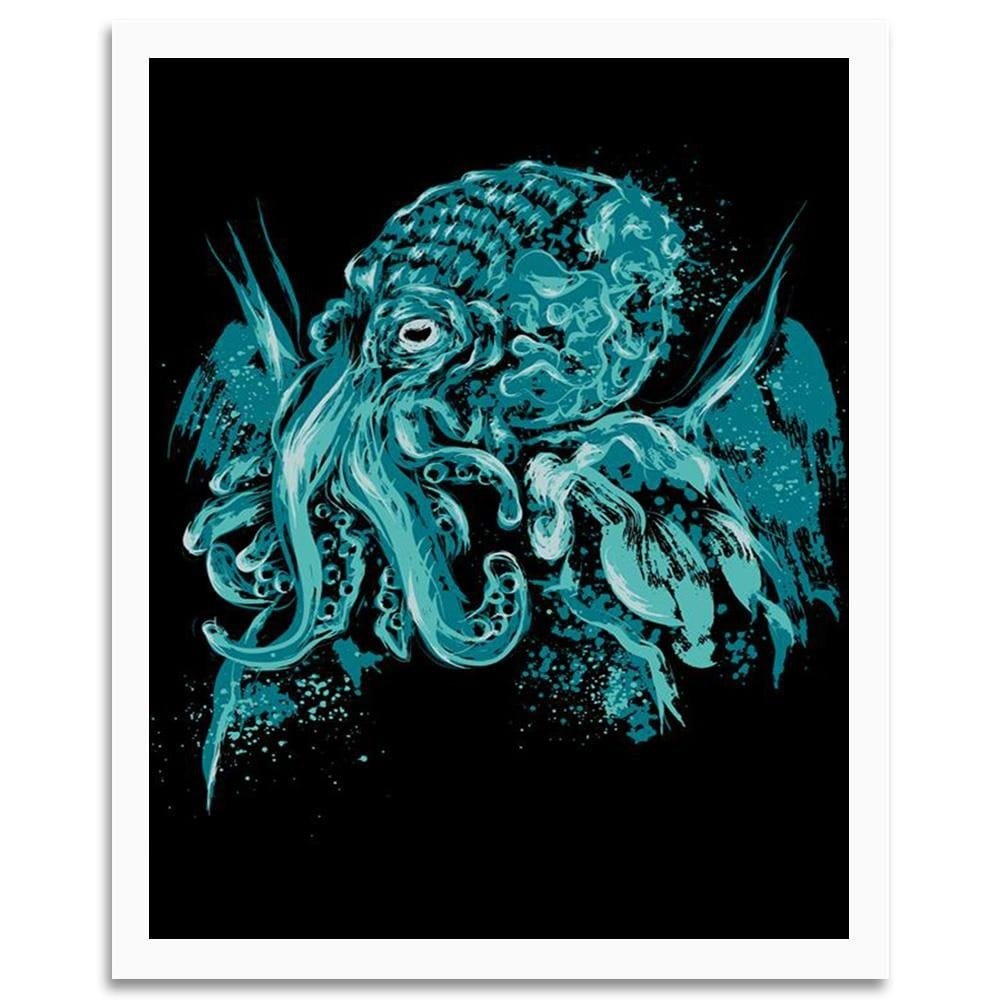Glezna baltā rāmī - Cthulhu Pop Art Blue Home Trends DECO