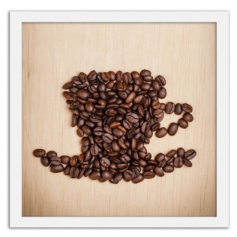 Glezna baltā rāmī - Cup of coffee beans Home Trends DECO