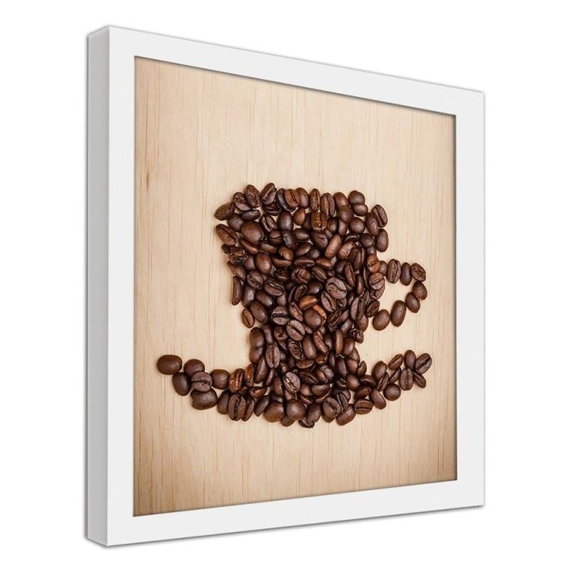Glezna baltā rāmī - Cup of coffee beans Home Trends DECO