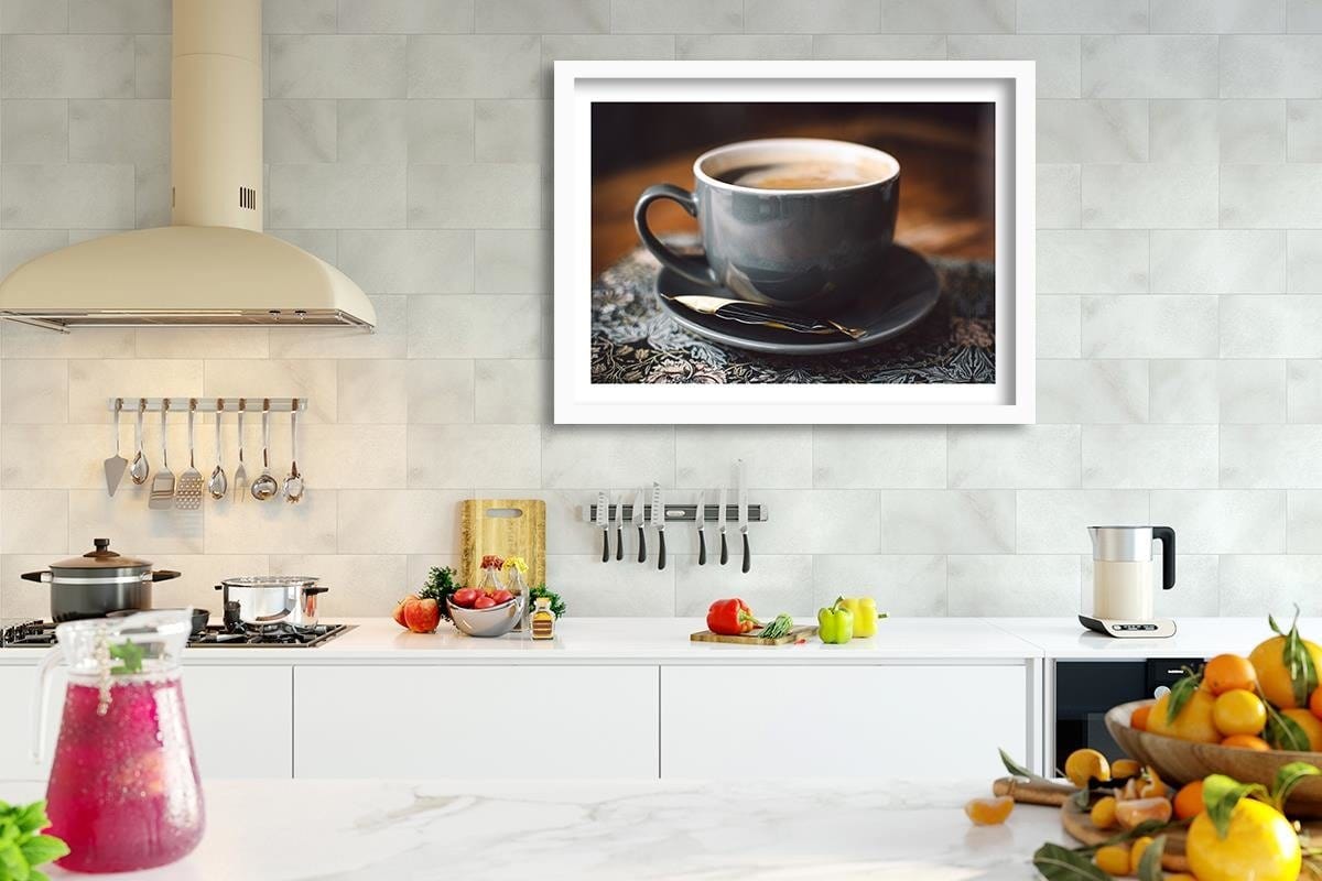 Glezna baltā rāmī - Cup Of Coffee Home Trends DECO