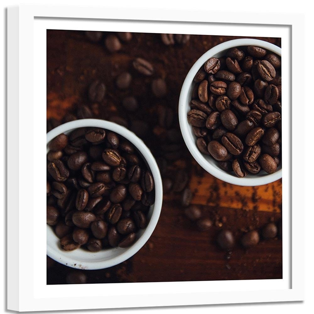 Glezna baltā rāmī - Cups Full Of Coffee Home Trends DECO