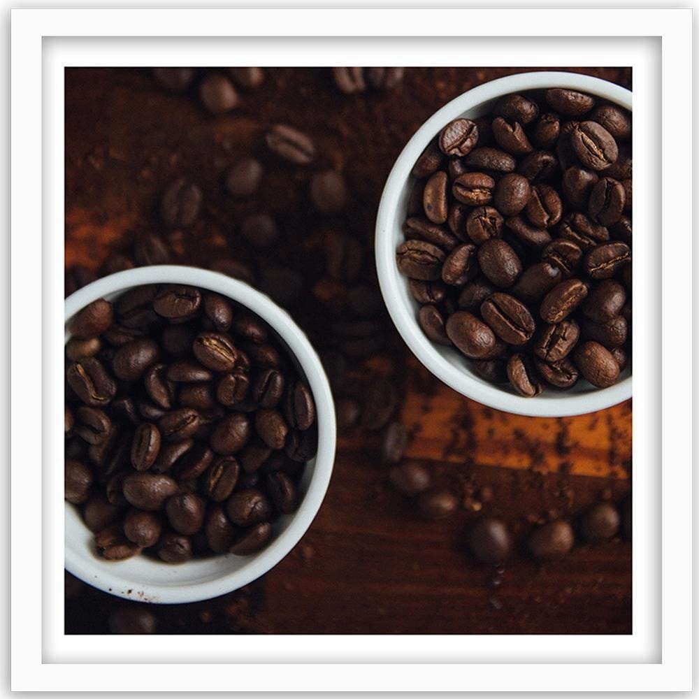 Glezna baltā rāmī - Cups Full Of Coffee Home Trends DECO