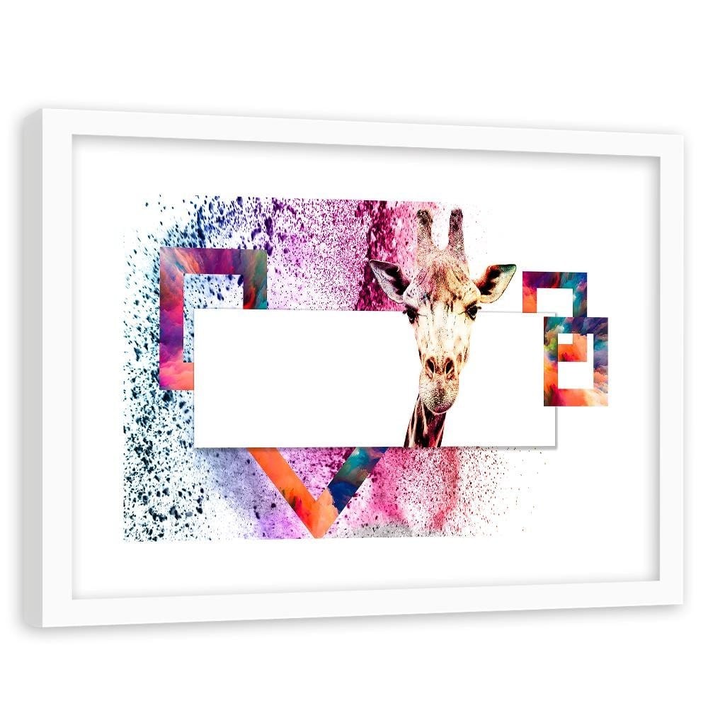 Glezna baltā rāmī - Curious Giraffe  Home Trends DECO