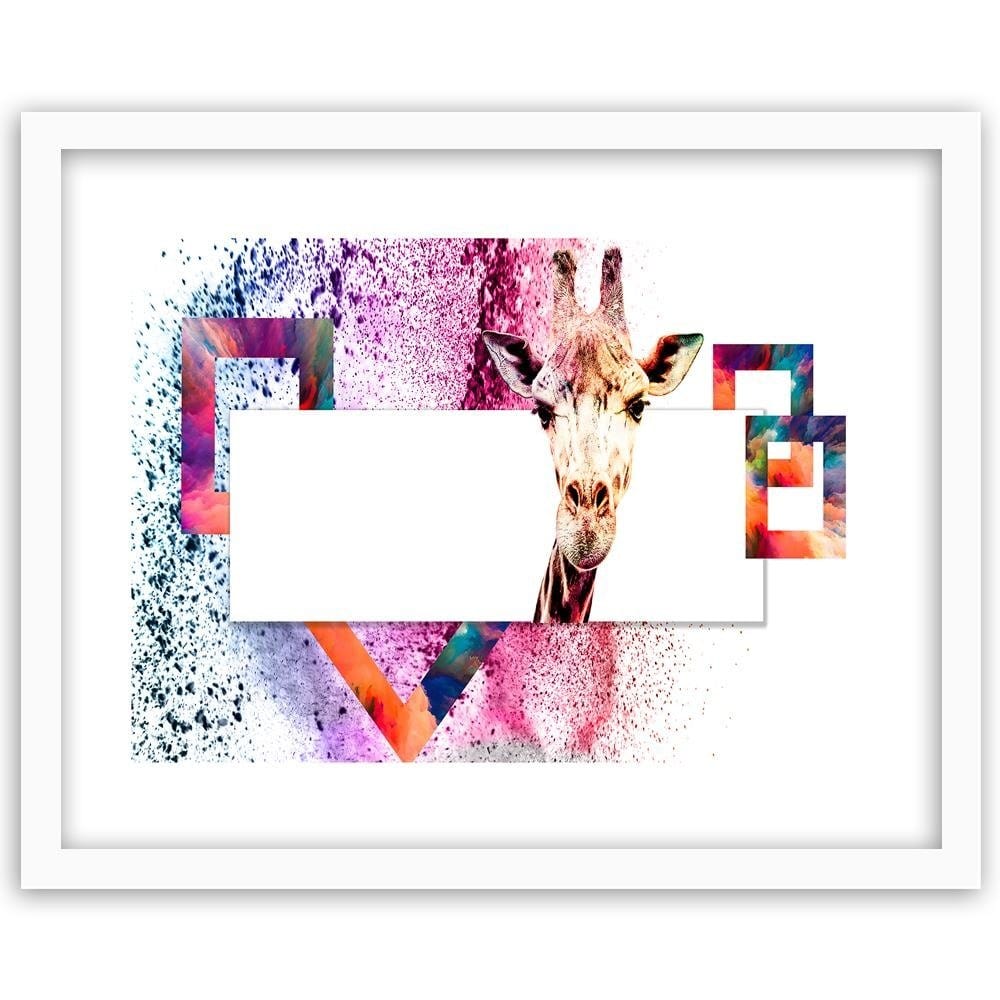 Glezna baltā rāmī - Curious Giraffe  Home Trends DECO
