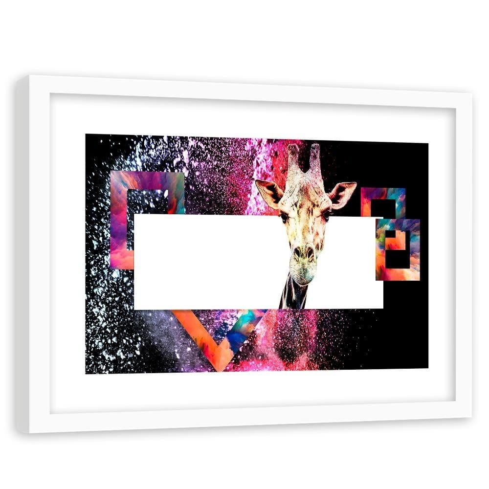 Glezna baltā rāmī - Curious Giraffe  Home Trends DECO