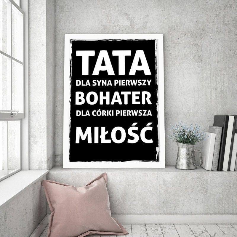 Glezna baltā rāmī - Dad for his son the first hero Home Trends DECO