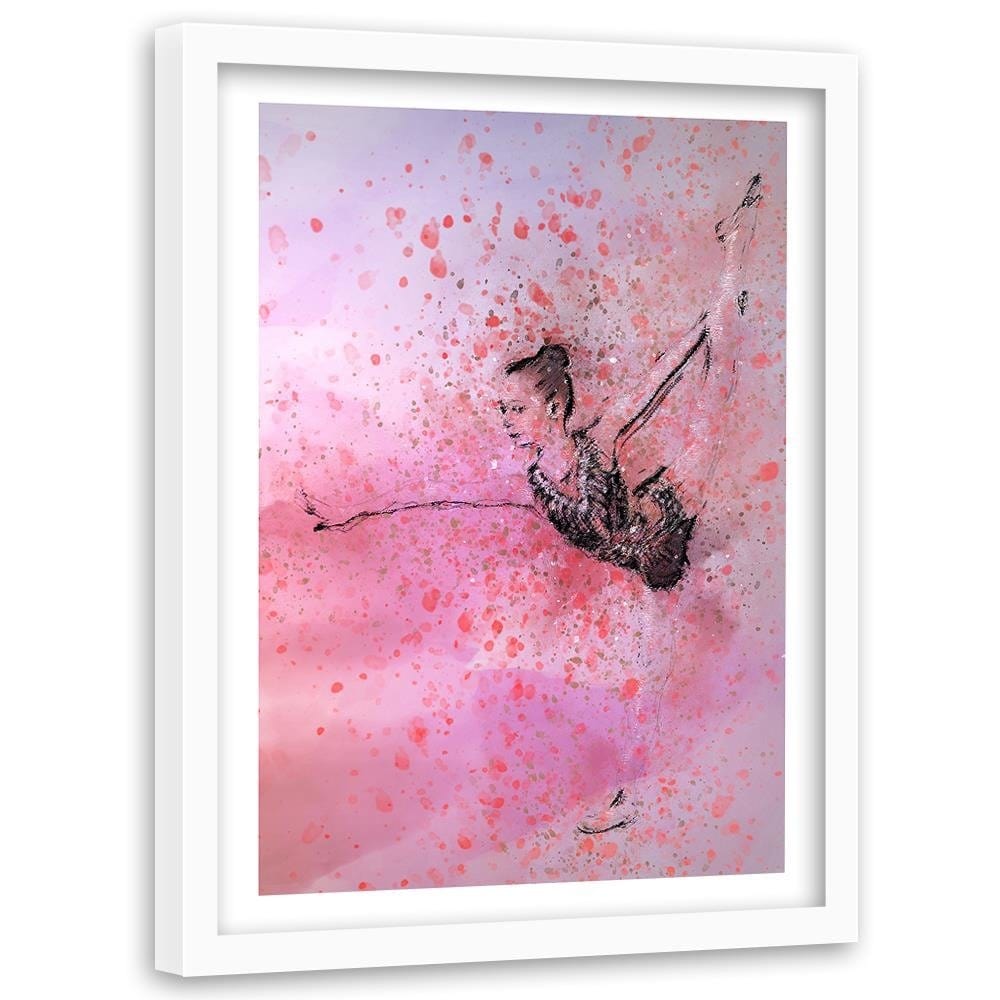 Glezna baltā rāmī - Dancing Ballerina Abstraction Home Trends DECO