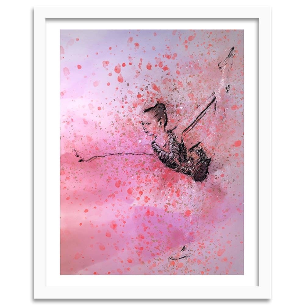 Glezna baltā rāmī - Dancing Ballerina Abstraction Home Trends DECO