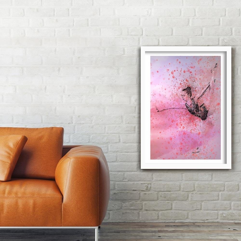 Glezna baltā rāmī - Dancing Ballerina Abstraction Home Trends DECO