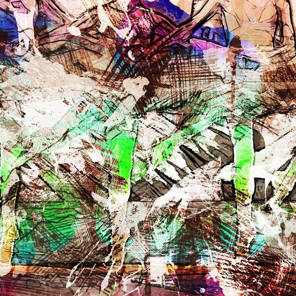 Glezna baltā rāmī - Dancing Ballerinas Abstraction Home Trends DECO