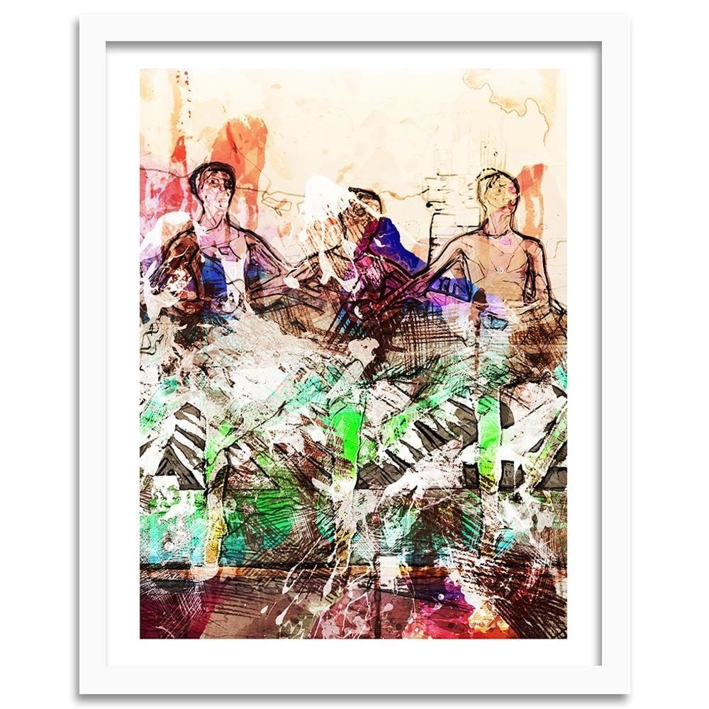 Glezna baltā rāmī - Dancing Ballerinas Abstraction Home Trends DECO