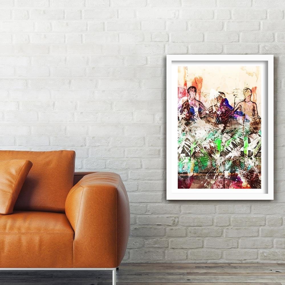 Glezna baltā rāmī - Dancing Ballerinas Abstraction  Home Trends DECO